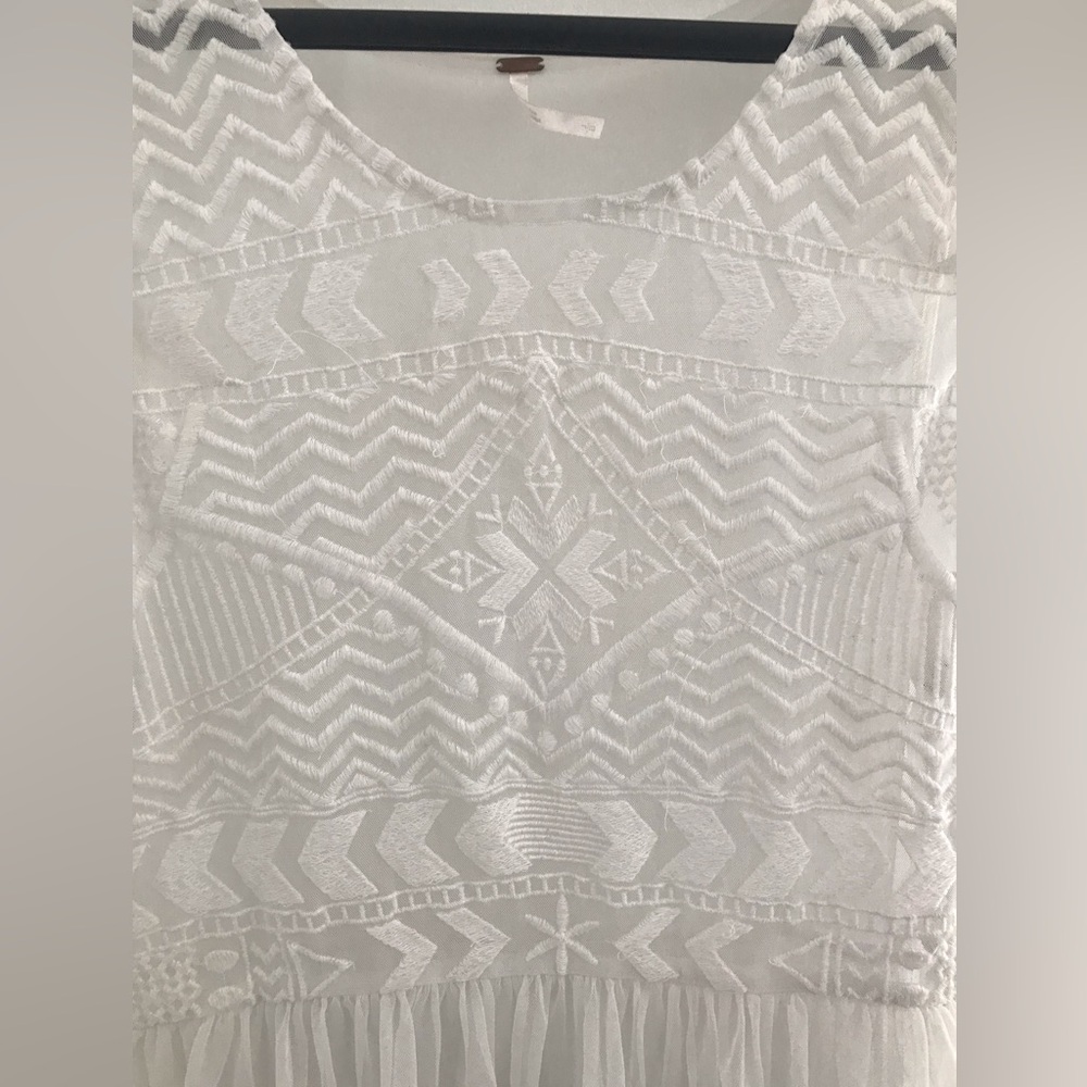 Free People Geo Embroidered Fit and Flare Lace Slip Dress - Picture 6 of 7